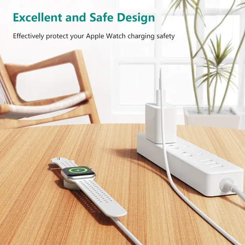 Vista 6 de Cargador de Apple Watch mejorado, cargador magnético rápido iWatch a cable USB C de 1.8 m con bloque de carga USB C para iWatch Series