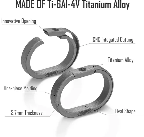 Vista 2 de KeyUnity KA31SW Mini Split Key Ring Quick Release Key Organize, KA07 Titanium Swivel Keyring Connetor & KM08 Titanium Carabiner Keychain Clip Bundle