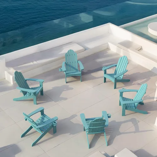 Vista 104 de LUE BONA HDPS Sillas Adirondack de 2, Silla para Hoguera al Aire Libre, Resistente a la Intemperie con Portavasos, Silla Moderna de Plástico