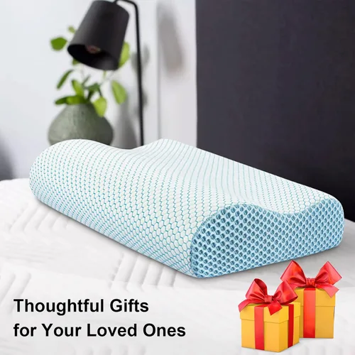 Vista 7 de Almohada de espuma viscoelástica Anvo, almohada ortopédica cervical de contorno de cuello para dormir de lado, boca arriba o boca abajo, diseño