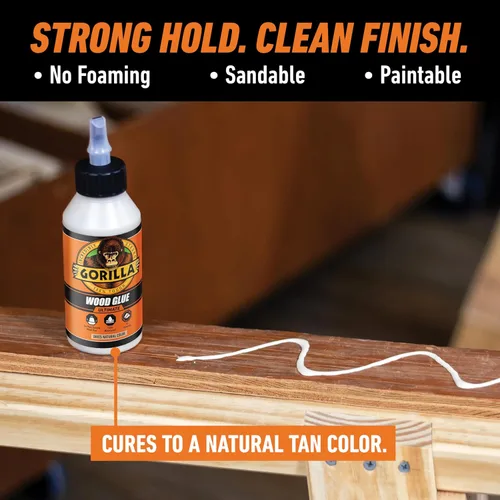 Vista 4 de Gorilla Ultimate - Pegamento para madera impermeable, color madera natural, 8 onzas (paquete de 1), resistente al agua para proyectos y reparaciones
