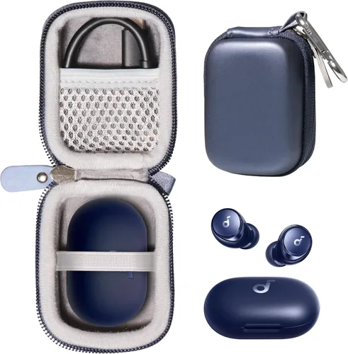 Vista 7 de CaseSack Funda para auriculares inalámbricos Anker Space A40 con cancelación activa de ruido autoajustable (negro)