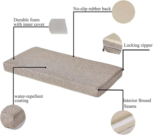 Vista 4 de SAMTY - Cojines de espuma viscoelástica para banco y silla, con respaldo de goma antideslizante, para interiores, para columpio/sofá, 32 x 12