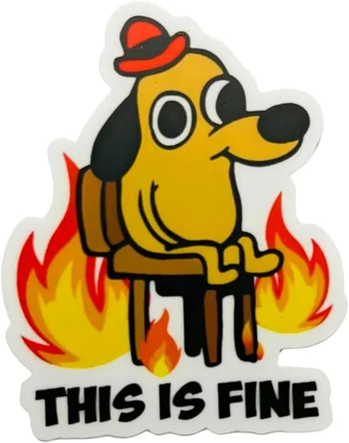 This is Fine Sticker - Dog On Fire - This is Fine - Adhesivo para casco duro - Liniero