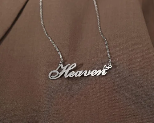 Vista 6 de Collares con nombre personalizado chapado en oro de 18 quilates con dije de corazón para mujeres y niñas
