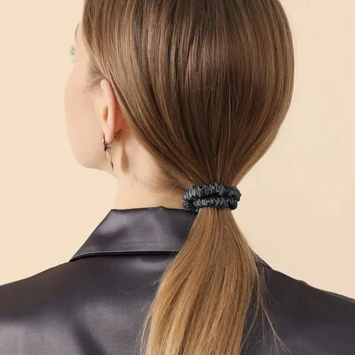 Vista 5 de Suncdelv Seda, coleteros de seda 100% para el cabello, lazos para el cabello de 22 momme para antiarrugas y roturas, accesorios naturales