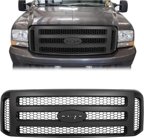 ECOTRIC Nueva Parrilla Frontal Compatible con 1999 2000 2001 2002 2003 2004 FORD F250 F350 SUPER DUTY Excursion Parrilla Negra Estilo Malla negro