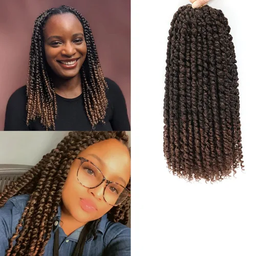 Vista 8 de Cabello Corto PassionTwist de 8 Pulgadas Cabello Pre-retorcido Passion Twists Cabello de Ganchillo Pre-enrollado Cabello Rizado de Ganchillo para 1b
