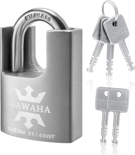 Vista 11 de 21/40-2PS Candado con Funda de Acero Inoxidable de Alta Seguridad con Llave de Acero Inoxidable para Uso en Interior y Exterior