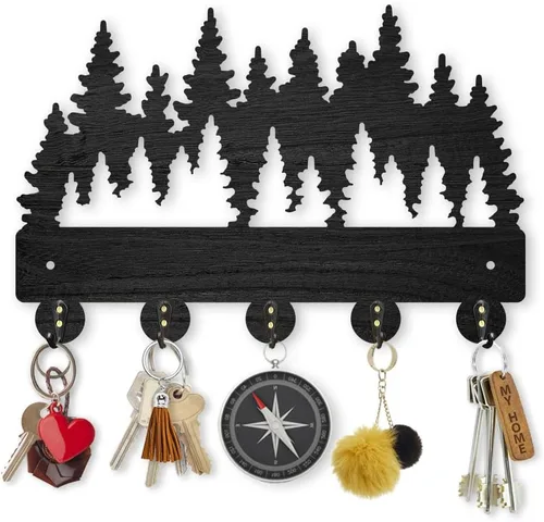 Vista 17 de MAYJOYDIY Gancho de pared para perro de 11.8 x 7.9 pulgadas de madera, lindo animal para mascotas, decoración artística de pared, 5 ganchos