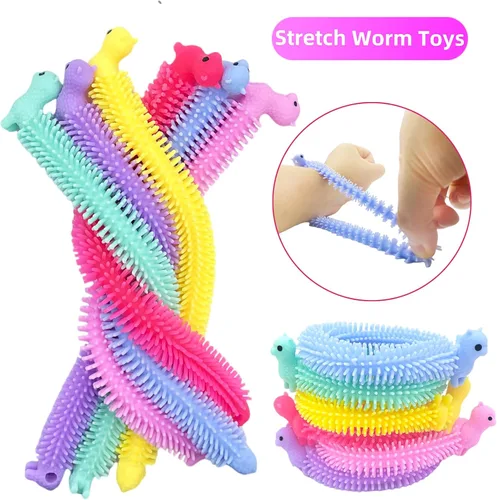 Vista 6 de Jgalnim 30 piezas de juguetes para apretar de alpaca elástica, juguetes sensoriales de cuerda elástica, juguete de gusano de cuerda elástica