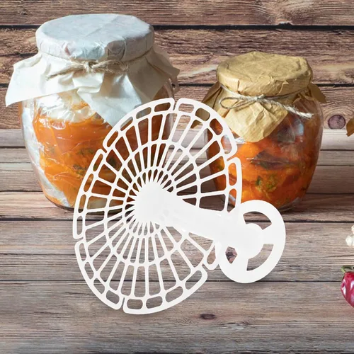 Vista 8 de BESTonZON Fermentaciones Peso Plástico Pickle Press Plate 5.9 in Pickling Jar Press Tool Chucrut Kimchi Vegetales Conservas Suministros con mango
