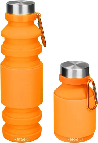Vista 16 de Nefeeko Botella de agua plegable, reutilizable, libre de BPA, botellas de agua plegables de silicona para viajes, gimnasio, camping, senderismo