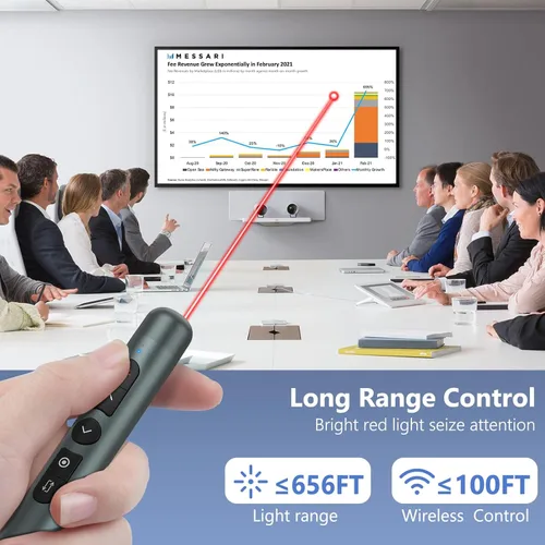 Vista 2 de Lápiz capacitivo recargable con clicker de presentación para pantalla táctil, presentador inalámbrico, puntero láser remoto USB PowerPoint Clicker