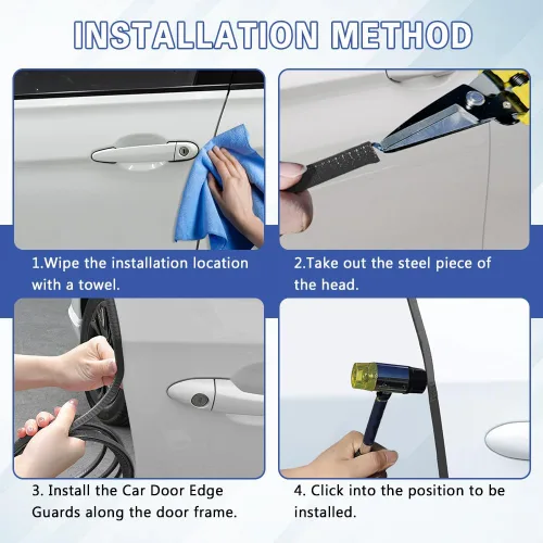 Vista 7 de Protector de borde de puerta de automóvil de 16.4 pies, borde de puerta de automóvil con sello de goma, sin pegamento, protector de borde de puerta