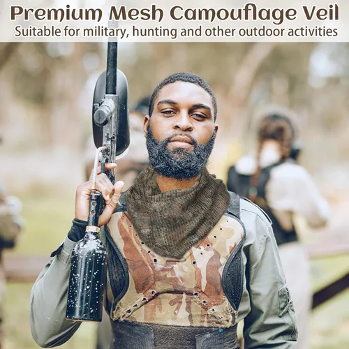 Vista 4 de Ramede 4 pañuelos de malla de velo de francotirador, bufanda de camuflaje para hombre, cuello de cabeza de camuflaje al aire libre, 4 diseños