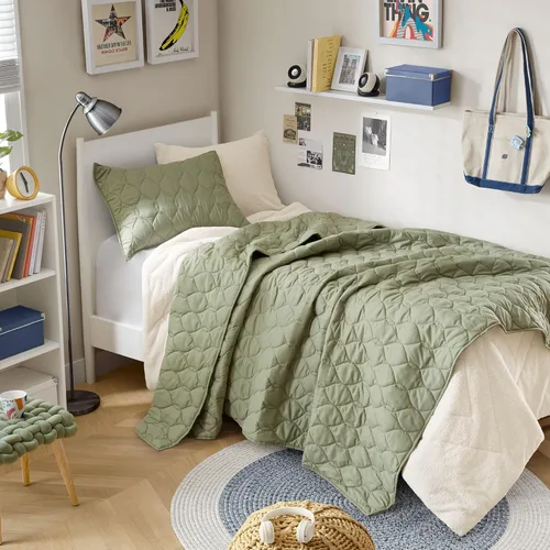 Vista 41 de Comfort Spaces Juego de edredón de tamaño King extragrande de color marfil de 120 x 118 pulgadas, colcha acolchada de verano de microfibra ligera