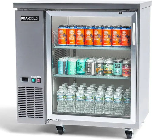 Vista 20 de PEAKCOLD - Enfriador comercial de barra trasera de 36 pulgadas, 1 puerta, puerta de cristal, color negro