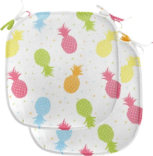 Vista 137 de Lunarable Juego de 4 cojines de asiento para silla, diseño de pétalos de flores de iris florecientes, arte de forma desgastada, acolchado de asiento