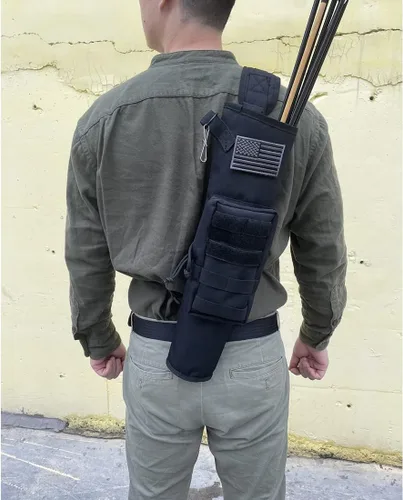 Vista 6 de KRATARC Carcaj de arco ligero para la espalda con doble uso plegable compacto, bolsa de flechas para la cadera con sistema Molle colgado para tiro