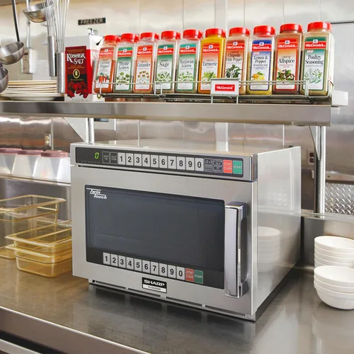 Vista 7 de Sharp R-CD1800M - Horno de microondas comercial, TwinTouch resistente con doble touchpads, 1800 vatios, 0.75 pies cúbicos de capacidad, acero