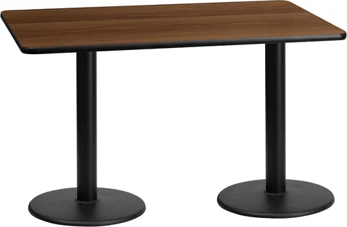 Vista 4 de Muebles de flash 30" x 60" mesa rectangular de laminado parte superior con 18" mesa redonda altura Bases, Tela, Natural