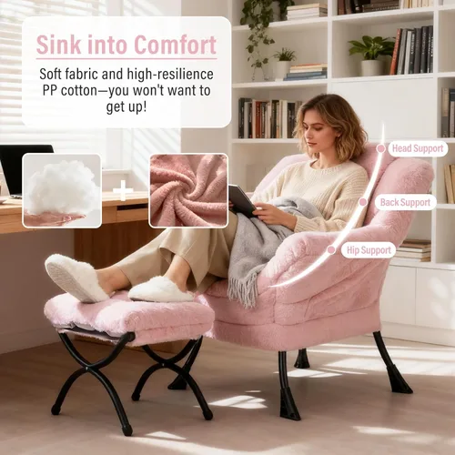 Vista 99 de Silla Lazy con otomana, silla moderna con reposapiés plegable, silla de acento de salón, cómoda silla de lectura para dormitorio, estudio, sala