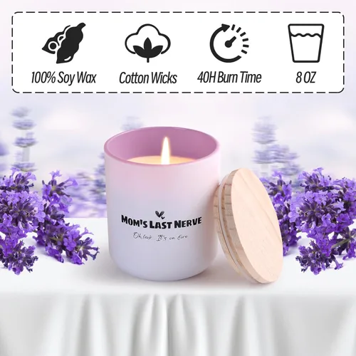 Vista 5 de HAVITI Vela perfumada de lavanda de 8 onzas, velas en tarro de cera de soja con mecha de algodón, fragancia para el hogar de larga duración