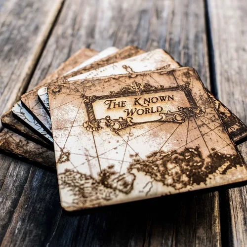 Vista 4 de Coasters - The Known World Wood Coaster Set 4x4in Raw Wood