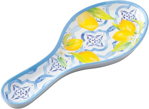 Vista 8 de UP ware - Soporte para cuchara de melamina floral azul, soporte para cuchara de cocina para estufa, encimera de cocina y mesa de comedor, 9.625