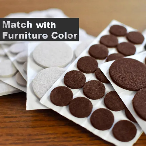 Vista 4 de Almohadillas de Fieltro para Muebles de Dos Colores - Tamaño Variado, 165 Piezas. Almohadillas Autoadhesivas con Topes Transparentes de Reducción