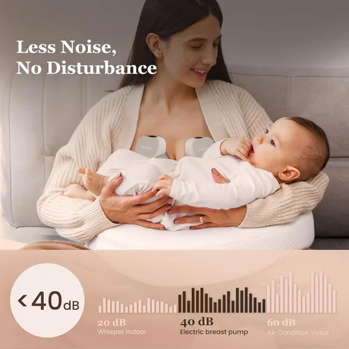 Vista 5 de Extractor de leche eléctrico M5 - Bomba manos libres portátil con pantalla LED - 4 modos y 12 niveles - Portátil e inalámbrico - Brida suave