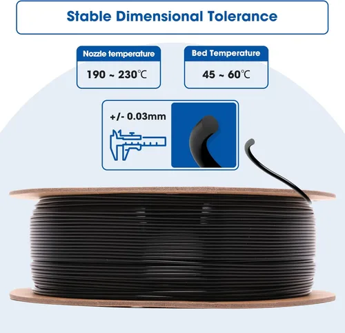 Vista 3 de 3DHoJor - Filamento PLA 1.75mm, Filamento para impresión 3D, Carrete de cartón de 2kg, Compatible con la mayoría de impresoras FDM, Precisión