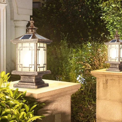 Vista 7 de Luz LED Solar para Poste Exterior, Lámpara de Tapa de Poste de Cerca de Aluminio con Control Remoto Regulable, Luces de Pilar Solares IP65