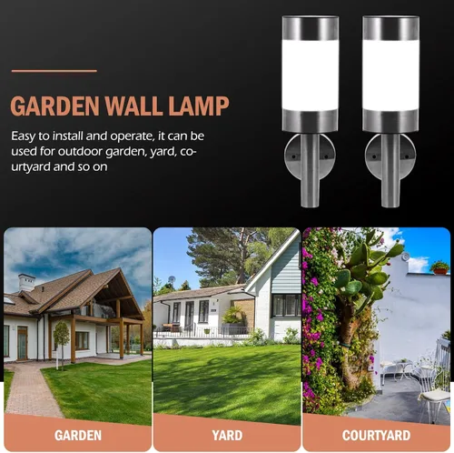 Vista 3 de Cabilock 2Pcs Stainless Steel Solar LED Wall Lights Outdoor Lighting for Garden Patio Fence Courtyard with Bright Illumination