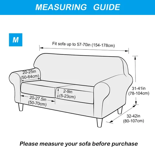 Vista 6 de OBCREAT Funda de sofá de terciopelo elástico de 3 piezas para sofá de 2 cojines, funda de sofá suave con parte inferior elástica, protector