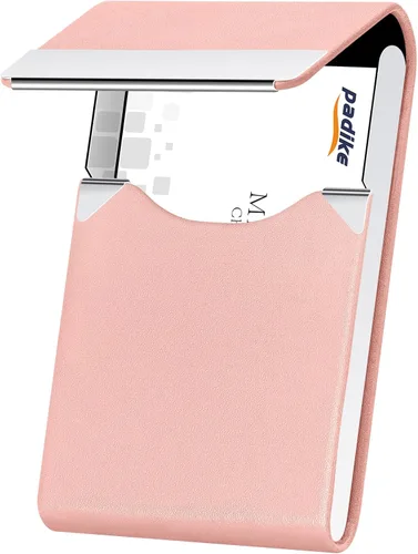 Vista 20 de Padike - Tarjetero de cuero para tarjetas de presentación, estuche metálico para tarjetas de nombre, tarjetero profesional delgado con cierre