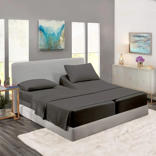 Vista 14 de Rajlinen Split Queen Sheet Sets for Adjustable Beds - Sheets for Sleep Number Bed 15" Deep Pocket - 100% Cotton Split Queen Bed Sheet Set - Split