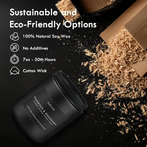 Vista 3 de Vela de madera de teca y caoba, velas masculinas para hombres, regalos para hombres, vela de soja para el hogar, velas perfumadas para el hogar