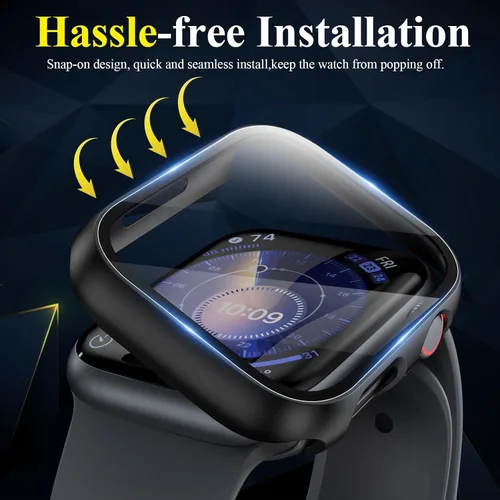 Vista 4 de EWUONU - Funda para Apple Watch Series 9, protector de pantalla de 1.614 pulgadas (1.614 in), serie 8 y 7, carcasa rígida de policarbonato duro