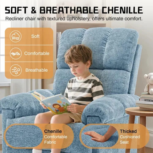 Vista 7 de Korser Silla reclinable, silla reclinable giratoria para adultos, reclinables pequeños para espacios pequeños, silla reclinable manual con bolsillos