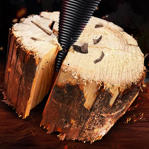 Vista 7 de Firewood Splitter Drill Bit, Removable Screw Cone Wood Drill Bit Set, Steel Kindling Splitter Drills Bits with 3 Attachment, Firewood Splitting Cut