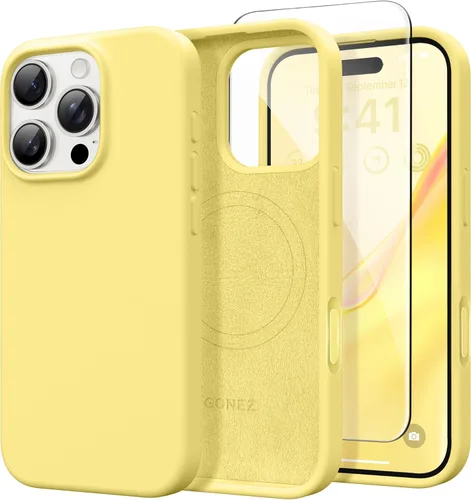 Vista 106 de GONEZ Funda magnética para iPhone 14, compatible con Magsafe, con protector de pantalla + protector de cámara, forro de microfibra antiarañazos