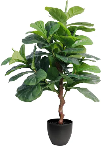 Vista 9 de RITSU - Palmera artificial de seda paraíso de 42 pulgadas de alto, sin mantenimiento, plantas artificiales de hoja perenne, para decoración