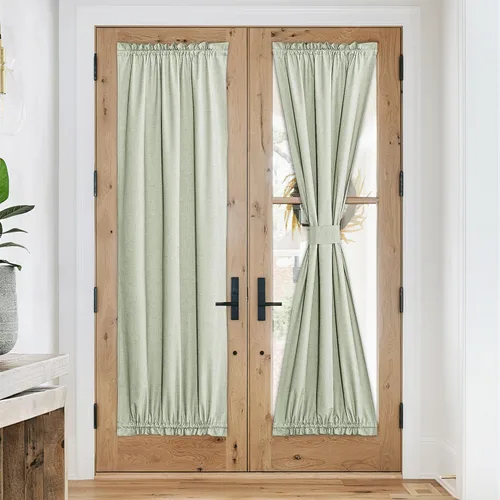Vista 132 de NICETOWN Cortinas de Lino para Puerta Lateral - Cortinas Opacas con Aislamiento Térmico para Puerta Delantera Francesa para Sombra Pequeña