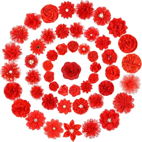 Vista 8 de Hoteam Juego de 50 piezas de collar de flores para perro, lazos para mascotas, para bodas, fiestas de cumpleaños, día de San Valentín, perros