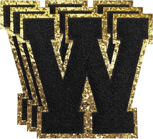 Vista 94 de 3 parches de letras de felpilla negra, parches de letras termo-adhesivas de 4-1/2", parches universitarios para ropa, S