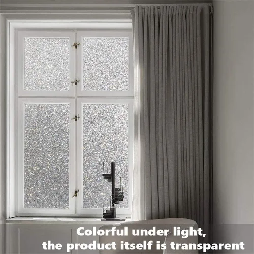 Vista 3 de Finnez Película de privacidad para ventana, vidrio esmerilado, película electrostática de privacidad, protección de privacidad, calcomanías