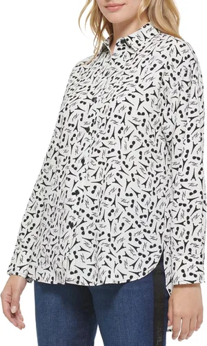 Vista 3 de Karl Lagerfeld Paris Everyday Blouse Woven Long Sleeve Shirts for Women