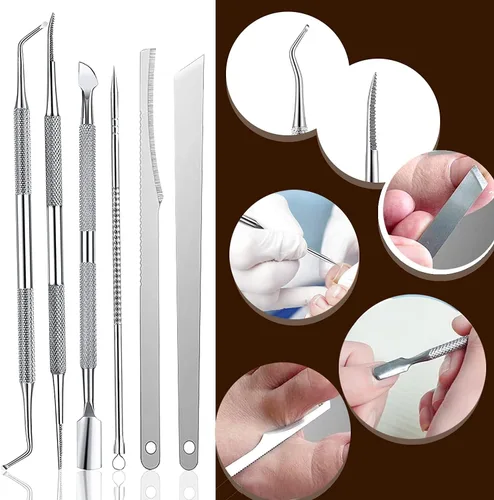 Vista 3 de Kit de herramientas de pedicura de uñas encarnadas, 7 piezas, kit de manicura de uñas de acero inoxidable, tratamiento para el cuidado de las uñas